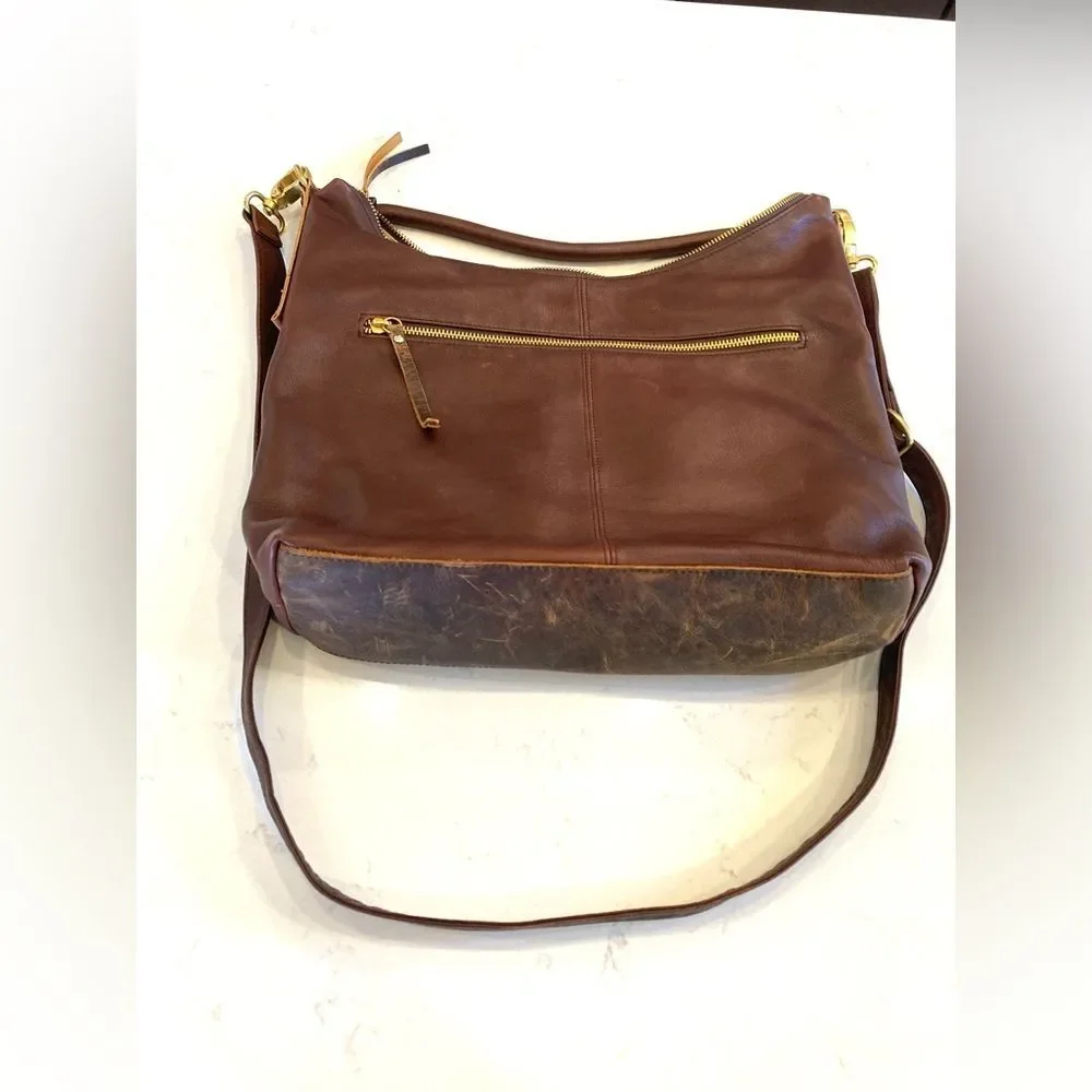 Osgoode Marley 100% Leather Distress Patina Thea 2 Way Chocolate Brown Hobo bag